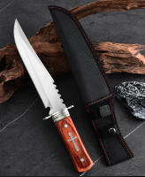 Cuchillo De Acero Inoxidable Con Mango De Madera Para Camping Y Caza Táctica Herramientas De Sobrevivencia Para Auto Defensa - details 0