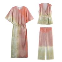 BUNO- 2025 Mujer moda seda textura Midi vestido Casual ajustado manga corta cuello pico Midi Vestidos largos Mujer - details 1