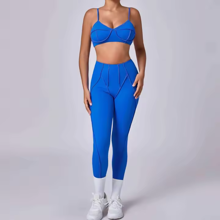 Conjunto de yoga Ustado de 2 piezas, conjunto de gimnasia para mujer, sujetador realzado de lana negra, pantalón corto de entrenamiento, body de cintura alta, Tre de Fiess, - 1