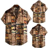 Camisa Echo de manga corta para hombre, blusa hawaiana con estampado informal, cuello vuelto, top con un botón - details 0