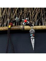 LLavero de campana de Vajra budista tibetana para hombre y mujer, colgante de joyería hecho a mano, cordón, campana de mano, cuerda tejida, colgadores de coche - details 3