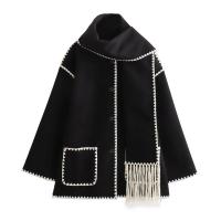 Chaqueta elegante suelta de media temporada para mujer, cuello con bufanda en zigzag, ropa de moda, otoño e invierno, 2024 - details 9