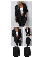 Suéter con bolsillo para mujer, cárdigan de manga larga con cuello en V, Tops casuales, Tops de punto, Color sólido, Coreano - details 2