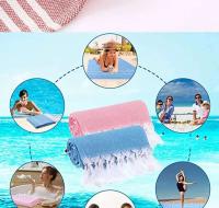Toalla de playa de gran tamaño para baño a rayas turcas con borlas, súper absorbente, suave y fácil de cuidar, 100% algodón, adecuada para viajes - details 6