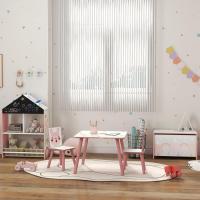 Mesa Infantil de 3 Piezas con 2 Sillas Juego de Muebles para Actividades para Niños de 3 a 8 Años para Dormitorio Sala de Juegos Verde y Blanco - details 16
