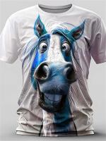 Camisetas con estampado 3D de animales y caballos para hombre y mujer, camisetas informales de talla grande para deportes divertidos de calle, mangas cortas transpirables de secado rápido - details 2