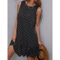 Vestido casual elegante con estampado de puntos blancos y negros - details 5