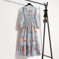 2024 mujeres Maxi vestido Casual de manga larga de cintura alta playa Mujer vestidos de gasa vestidos florales Mujer nuevo - details 42
