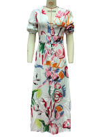 Vestido Largo de Estampado Elástico para Mujer Primavera 2025 Ajuste Delgado, Talla Grande, Swing de Cuatro Lados - details 14