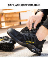 Zapatos De Seguridad Para Hombre Con Botones Giratorios Y Punta De Acero Indestructibles Antipinchazos Y Con Almohadilla De Aire Botas De Trabajo Con Suela De Goma Material De Tela Y Algodón - details 23