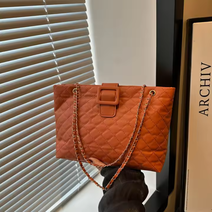 Popular retro 2025 nueva línea de bordado de moda europea y americana simple cadena de diamantes bolso de mano bolso de mujer grande - 1