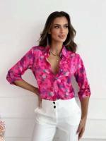 Blusa de manga larga con elegante estampado floral y temperamento Viero de moda Talla S-2XL para mujer - details 2