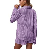 Conjunto de Pantalones Cortos Sueltos Informales para Mujer Traje Elegante de Dos Piezas Color Liso - details 1