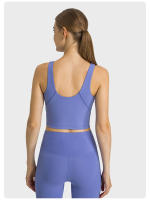 Sujetador Deportivo Inalámbrico SHINBENE para Mujer con Collar de Halter y Top de Yoga para Gimnasio con Bra Incorporado Sensación Desnuda en la Espalda - details 3