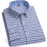 Camisa de manga larga para hombre de primavera y otoño 100% algodón Oxford Stripe Home Casual Large 5XL-6XL-7XL - details 5