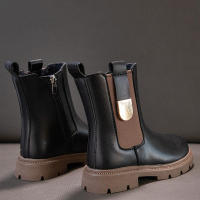 Botas de goma antideslizantes para niñas, botines clásicos de piel cálida, con cremallera, estilo Chelsea, a la moda, para Otoño e Invierno - details 12
