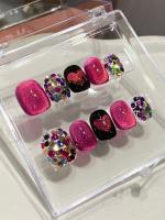 Uñas Postizas De Gato Ojos De Dragón 10pcs High-End Cristal Blanco Hecho a Mano Uñas Postizas Cortas Estilo Y2K Para Mujeres - details 7