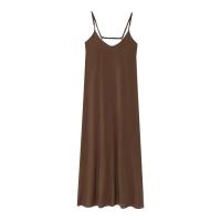 Vestido largo con tirantes para mujer, accesorios de pecho de color liso primavera y verano, ropa casual para mujer - details 3