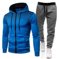 Sudadera con capucha deportiva de lunares para hombre y mujer, traje de pantalones de chándal de Color sólido de terciopelo, Otoño e Invierno - details 3