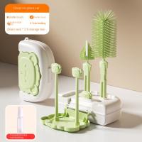 Juego de cepillos de limpieza de biberones multifuncional, oso 8 en 1, cepillo para lavar vasos de vidrio, escurridor de almacenamiento, Kit de cepillo para biberones de León - details 3