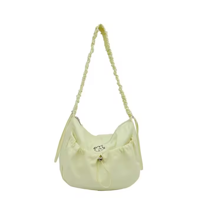 Bolso de hombro plisado de nailon a la moda, bolso cruzado con cordón de estilo coreano de Color sólido, bolso de mano ligero de gran capacidad para niñas - 1