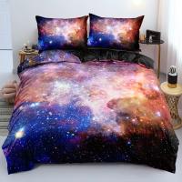Juego de cama azul oscuro de galaxia de lujo, edredón, funda de edredón, estrellas brillantes, cielo estrellado - details 7