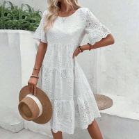 Sencillo e informal, largo, de cintura alta, a la moda, de verano a media pantorrilla, estilo festivo, algodón puro ahuecado, nuevo - details 11