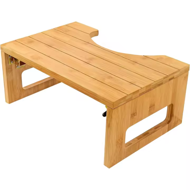 Taburete de inodoro de bambú, taburete plegable para baño, taburete de madera para adultos, portátil y antideslizante - 1