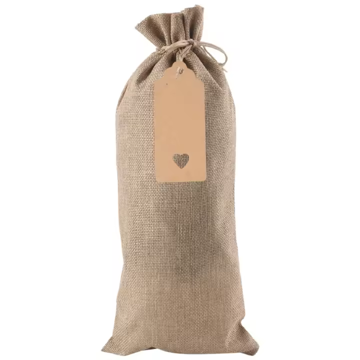 Bolsas de arpillera para botellas de vino de yute, 12 unidades - 1