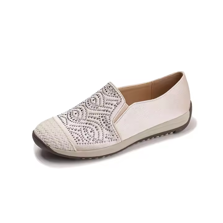 Zapatos de pescador de un solo paso, informales, versátiles, planos con diamantes de imitación para mujer, de nuevo estilo - 1