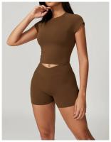 Ropa deportiva de alta resistencia de secado rápido de manga corta Yoga Tre de color sólido - details 18