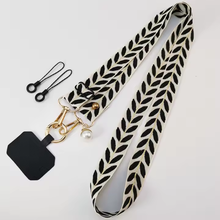 Cordón largo Universal ajustable para teléfono con forma de hoja para mujer, bandolera, correa para el cuello de un solo hombro, colgante de perlas, cuerda antipérdida - 1