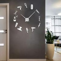 Reloj de pared gigante para barbería, bricolaje, con efecto espejo, kits de herramientas para peluquero, reloj decorativo sin marco, reloj de pared para peluquero - details 2