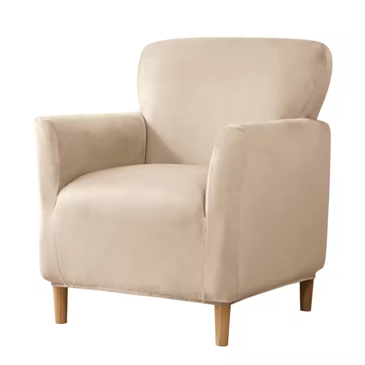 Fundas Elásticas de Color Sólido para Sillón Fundas de Terciopelo para Silla de Club - 1