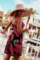 Vestido de cintura con tirantes estampado con cuello en V novedad de verano 2025 para mujer - details 5