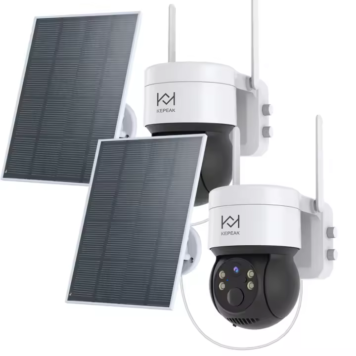 2Pack Cámara Solar PTZ de doble lente 2MP para exteriores, videocámara de seguridad IP de vigilancia CCTV con PIR, seguimiento humano, WIFI,Cámara de red de vigilancia de televisión - 1