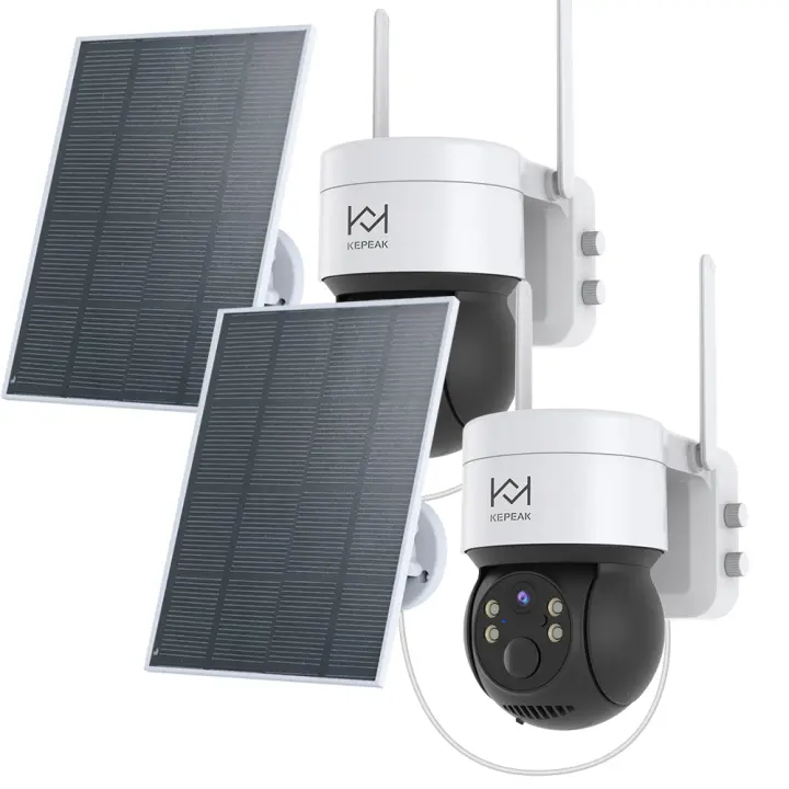 2Pack Cámara Solar PTZ de doble lente 2MP para exteriores, videocámara de seguridad IP de vigilancia CCTV con PIR, seguimiento humano, WIFI,Cámara de red de vigilancia de televisión - 1