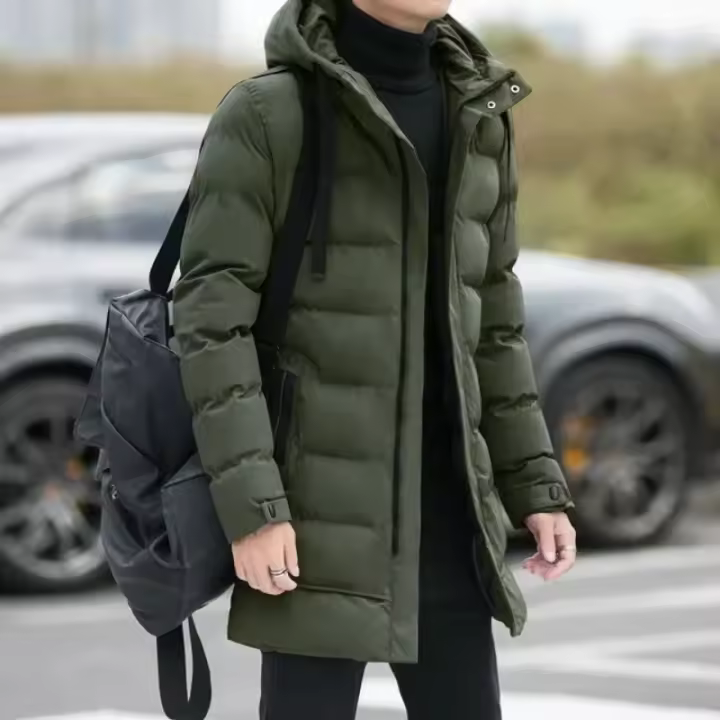 Abrigos de invierno para hombre, chaquetas ajustadas, chaquetas con capucha de plumón largo, nuevas - 1