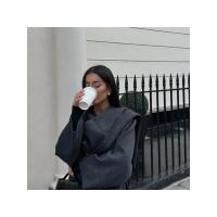 Chaqueta de lana corta Elegante para mujer con cuello redondo Abrigo holgado con manga larga y abertura de manga corta Moda de calle alta 2024 - details 15
