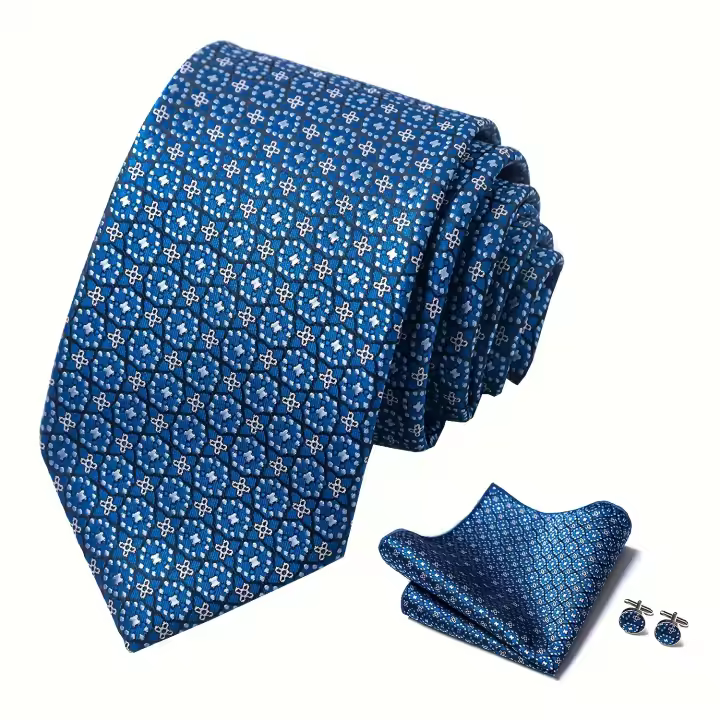 Juego de pañuelos y gemelos florales, corbatas de moda para hombre, 4 piezas - 1