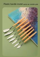 Paleta de Pintura al Óleo Set de 7 Herramientas de Artista Cuchillos de Paleta de Plástico con Mango de Madera Cuchillo de Acero Inoxidable Elástico Ideal para Pintar con Aceite Herramientas de Arte para Niños - details 11