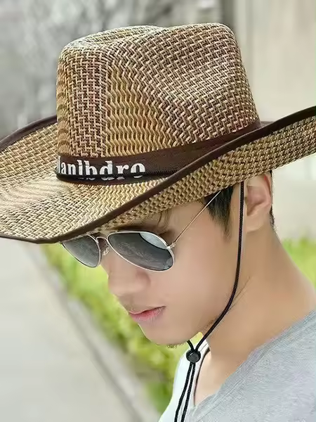 Sombrero para el sol, pesca de verano, sombrero de paja para exteriores, sombrero para el sol, sombrero de paja, sombrero de vaquero, sombrero tejido - 1