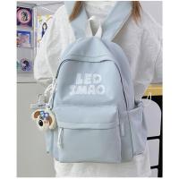Mochila coreana simple de color sólido con alfabeto para estudiantes, mochila ligera de gran capacidad para viajes, mochila informal versátil - details 38