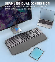 Teclado ergonómico inalámbrico, dispositivo con reposamuñecas, silencioso, modo Dual, recargable, para Win7/8/10 - details 0
