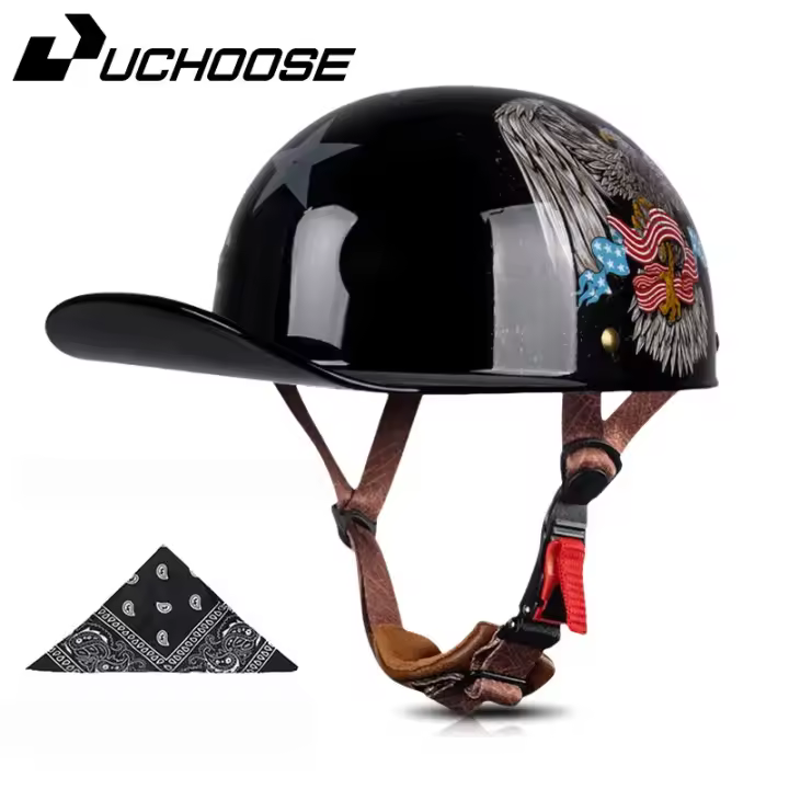Casco de moto Harley vintage, moto eléctrica, semimoto, universal, cuatro estaciones - 1