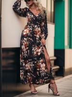 Vestido Largo de Manga Grande con Estampado Cuello en V, Moda Coreana Harajuku para Mujeres - details 4