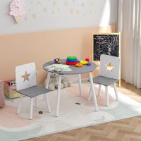 Redonda y 2 Sillas en Edad Preescolar Muebles para Niños 59,5 cm x 46 cm Blanco+Gris - details 5