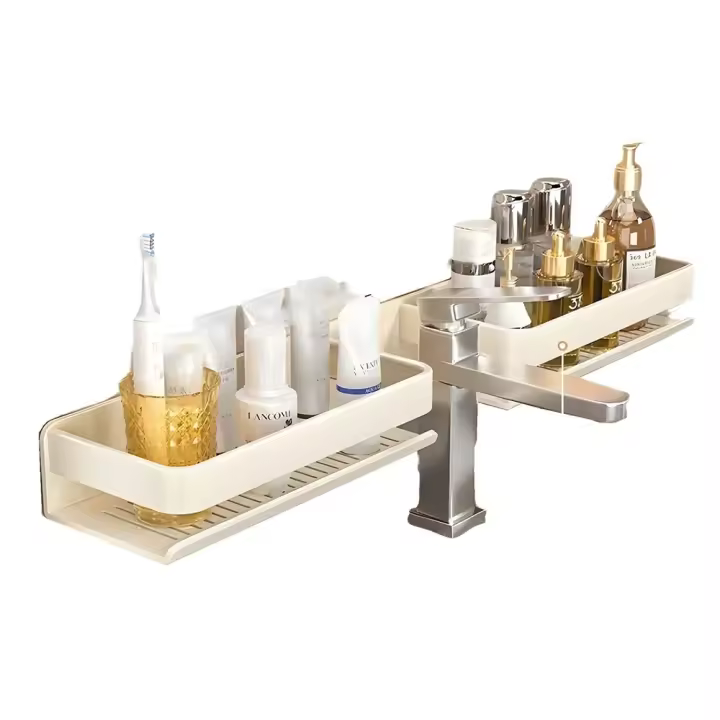 Estante de almacenamiento de aluminio para grifo, soporte para grifo sin perforaciones en forma de U, organizador de baño, espejo, estante frontal, cocina, 40/50cm - 1