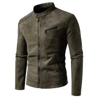 Al aire libre hombres moda cuello alto Tops Otoño Invierno transpirable abrigos a prueba de viento nueva chaqueta de cuero versátil informal Retro sólido - details 2