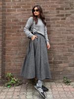 Blazer de lana sintética texturizada para mujer, traje con solapa, chaqueta ajustada con una hilera de botones, falda tipo capa plisada de cintura alta, conjunto elegante de invierno - details 7